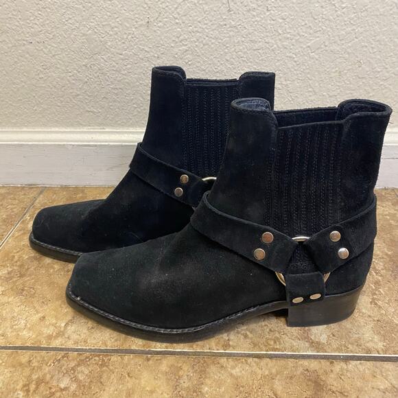 RE/DONE Black Suede Short Cavalry Harness Boots Size 41 Western 90s Grunge - Picture 2 of 9